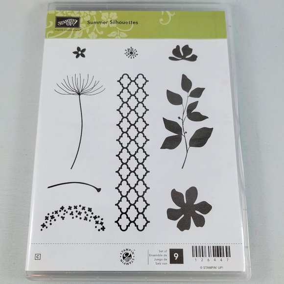 Summer Silhouettes Rubber Stamp Stampin’ Up! Lattice Leaves Flowers Cling Set - Picture 1 of 7